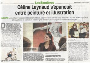Article journal presse locale Ardeche, exposition avignon centre, les plumes de Paon, illustration dominique riou, le cheylard, ilustration arcens, le pont des arts.