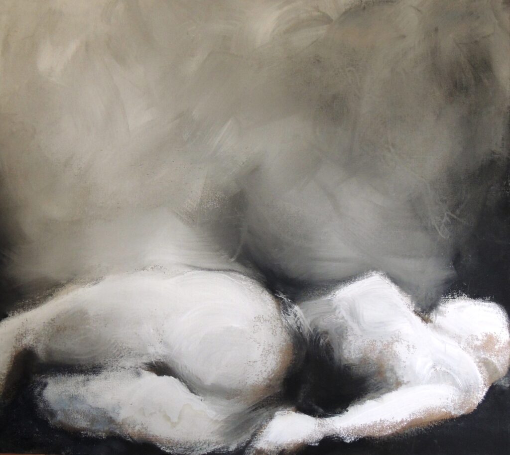 Peinture de nu, noir et blanc, peinture contemporaine acrylique grand format